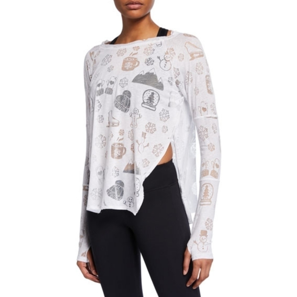 {XS} Terez Winter Sheer Burnout Long Sleeve Tee